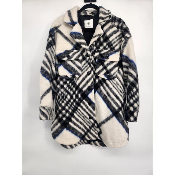 ANINE BING Oakley oversized checked brushed Shirt Jacket size S #2H421 - Picture 5 of 15